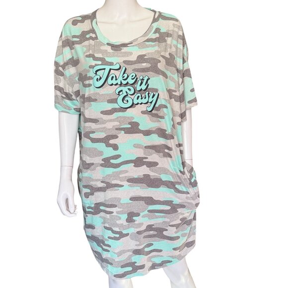 Joyspun & Secret Treasures Soft Lounge Dresses Floral & Camo w/ Pockets L/XL 2pk - Picture 2 of 11